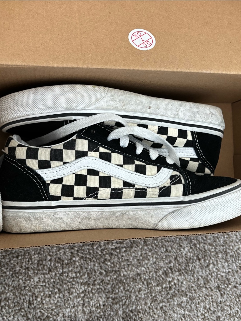Vans Kids Black & White Checkerboard Low Top Sneakers